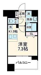 プレサンス名古屋ＳＴＡＴＩＯＮビジュ 13階ワンルームの間取り
