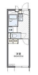 東急目黒線 洗足駅 徒歩8分の賃貸アパート 1階1Kの間取り