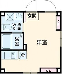 リバース笹塚 4階ワンルームの間取り
