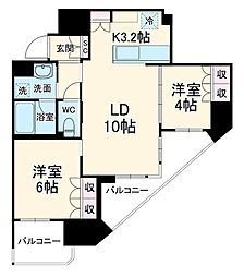 JR京浜東北・根岸線 南浦和駅 徒歩10分の賃貸マンション 9階2LDKの間取り
