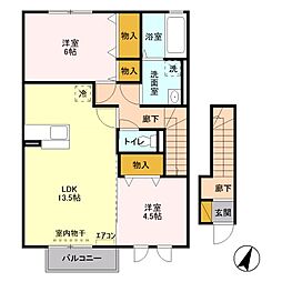 ガーデンパークみずき 2階2LDKの間取り
