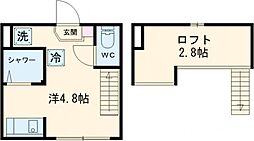 アカリテラス板橋本町 2階ワンルームの間取り
