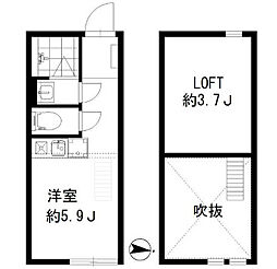 ソルティ武蔵小杉 2階ワンルームの間取り