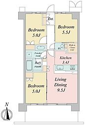 トラープランド蒼麗館 4階3LDKの間取り