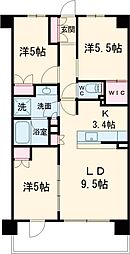 トラープランド蒼麗館 5階3LDKの間取り