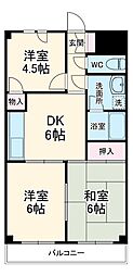 ルミナスけやき台 3階3DKの間取り