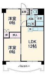 フィオーレ豊橋 5階2LDKの間取り
