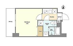 アルファコート蕨7 4階1Kの間取り