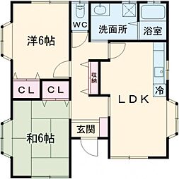 松島貸住宅Ｂ 1階2LDKの間取り