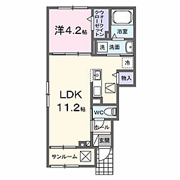 ル・グラン太田　II 1階1LDKの間取り