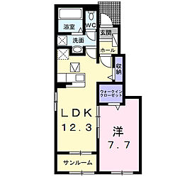 東武小泉線 西小泉駅 徒歩13分の賃貸アパート 1階1LDKの間取り