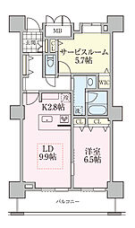 ロイヤルパークスタワー南千住 25階1SLDKの間取り