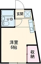 第二小坂荘 2階ワンルームの間取り