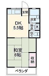 宮川ハイツ 2階1DKの間取り