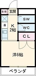 多摩都市モノレール 桜街道駅 徒歩3分の賃貸マンション 3階1Kの間取り