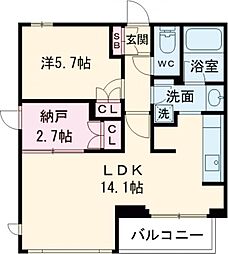 フレンシア玉川田園調布 2階1SLDKの間取り