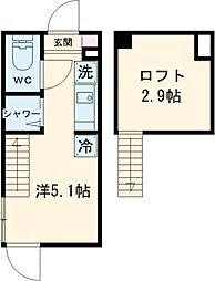 エスペランサ 平井 2階ワンルームの間取り