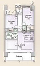 ロイヤルパークス新田 6階2LDKの間取り