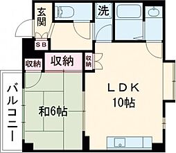 杉田ハイツ 3階1LDKの間取り