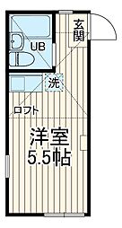 ユナイト阪東橋シドニーの杜 1階ワンルームの間取り