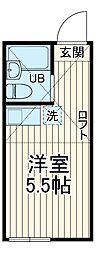 ユナイト阪東橋シドニーの杜 1階ワンルームの間取り