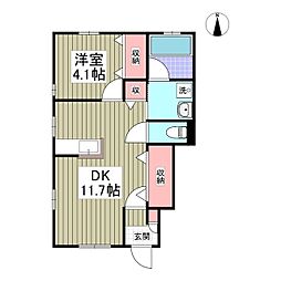 AYERS　ROCK 1階1DKの間取り