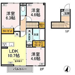 Ｂｏｎｎａｒｄ 2階3LDKの間取り