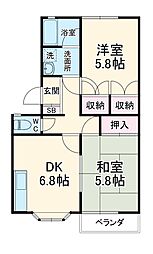 花咲コートヴィレッジ 203 2階2DKの間取り