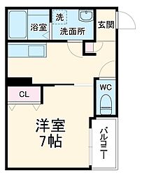 ＬＥＣＯＣＯＮ半田VI 3階1Kの間取り