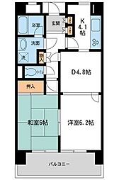 エスポワール東所沢 2階2DKの間取り