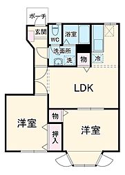 ポワール・メゾン2番館 1階2LDKの間取り
