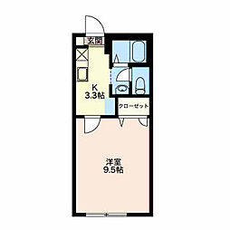 マノワール中浜 1階1Kの間取り