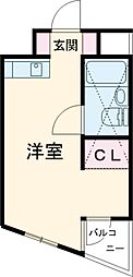 クラウディスプーン 2階ワンルームの間取り