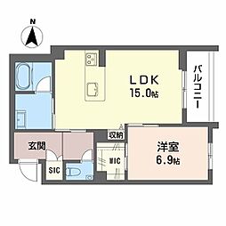 JR東海道本線 豊橋駅 徒歩24分の賃貸マンション 2階1LDKの間取り