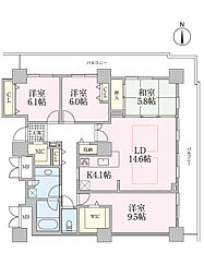 ロイヤルパークスタワー南千住 22階4LDKの間取り