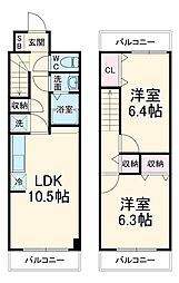 サンライズ幕張 3階2LDKの間取り