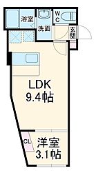 メゾンココン久地 3階1LDKの間取り
