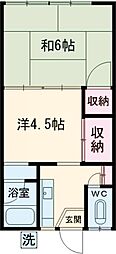 カネヨコーポ 2階2Kの間取り