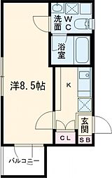 Ｄ−Ｓｑｕａｒｅ千歳船橋 3階1Kの間取り