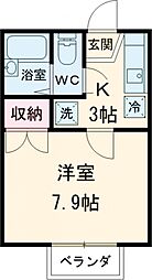 いぶきの丘ハイムパート1 1階1Kの間取り