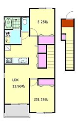 メビウステラス 2階2LDKの間取り
