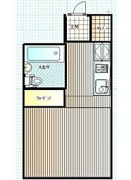 スカイコート川崎IV 3階ワンルームの間取り