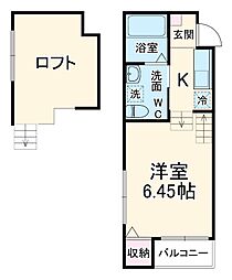 ｃｈａｌｅｔ　涼風テラス 2階1Kの間取り
