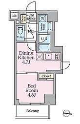 HY’s MINOWA II 4階1DKの間取り