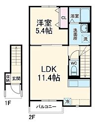 Lily津田沼 2階1LDKの間取り