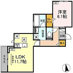 近鉄名古屋線 伏屋駅 徒歩4分の賃貸アパート 3階1LDKの間取り