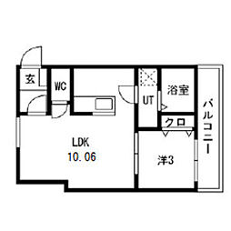 ティンガーラ須ヶ口　EAST 1階1LDKの間取り