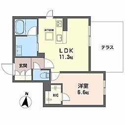 シャーメゾンボナンザ 1階1LDKの間取り