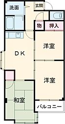 ロワールミタハイツ 6階3DKの間取り