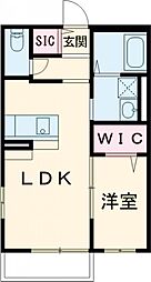 桂ハイム常磐 2階1LDKの間取り